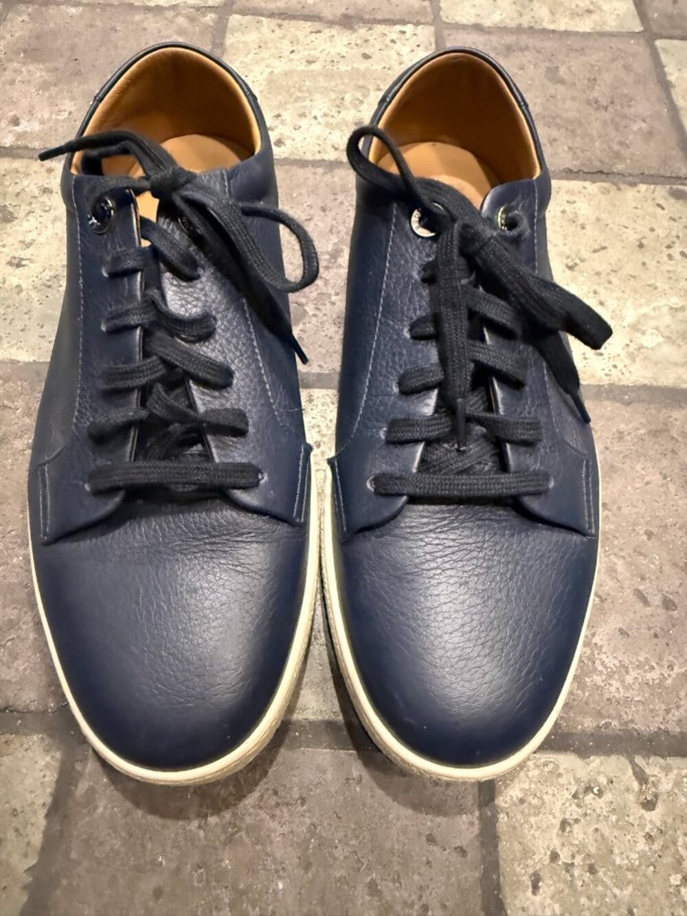 John Lobb Levah Cap Toe Leather Sneakers - Navy - Men's 7.5 (UK 7)
